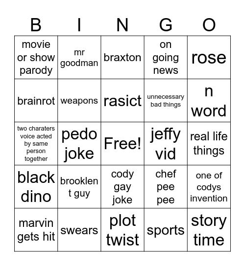SML Bingo Card
