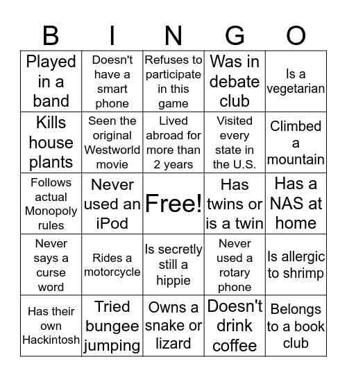 Tech Bingo Card