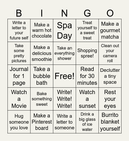SELF-CARE BINGO Card