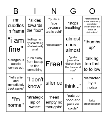 therapy session bingo Card