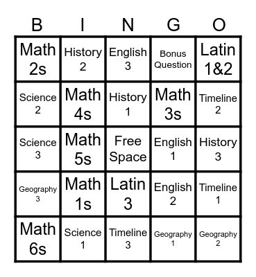 Foundations Review Bingo Card