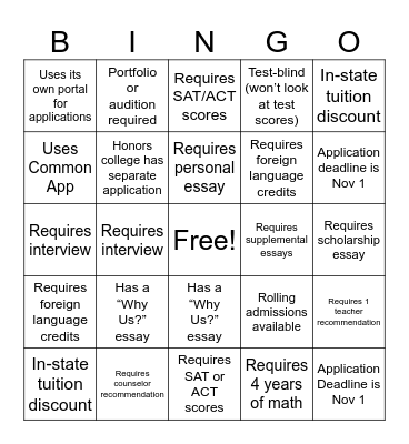TESTER BINGO Card