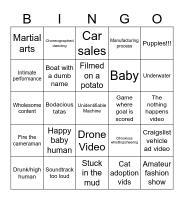 YouTube Graveyard v3 Bingo Card