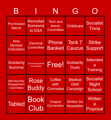 DSA Bingo Card