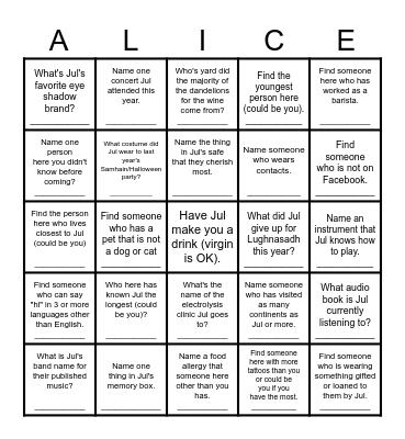 Icebreaker Bingo Card