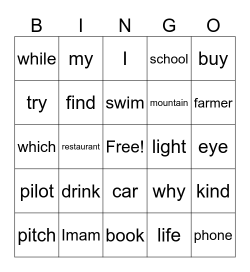 Grade 3 Bingo Card