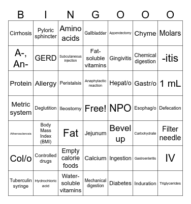 MA 700 Bingo Card