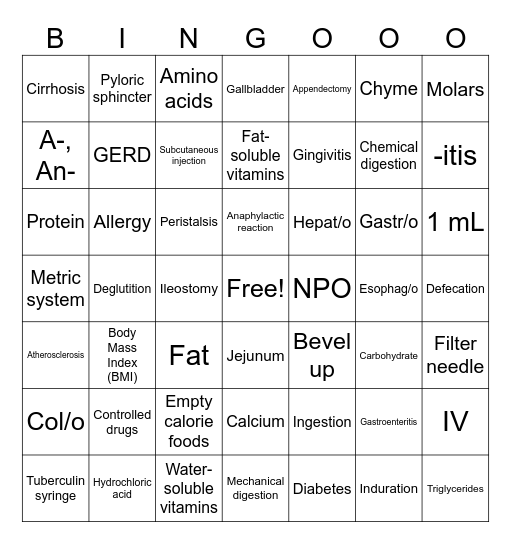 MA 700 Bingo Card