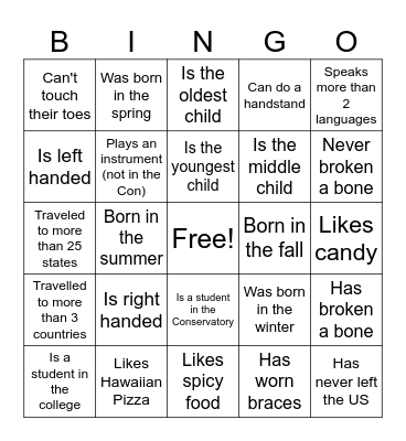 OCF BINGO!!! Bingo Card