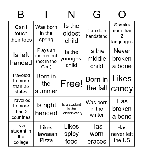 OCF BINGO!!! Bingo Card