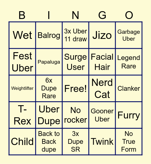 Battle Cat Uberfest Bingo Card