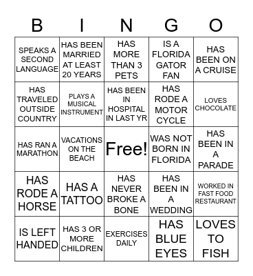 FIND SOMEONE WHO........... Bingo Card