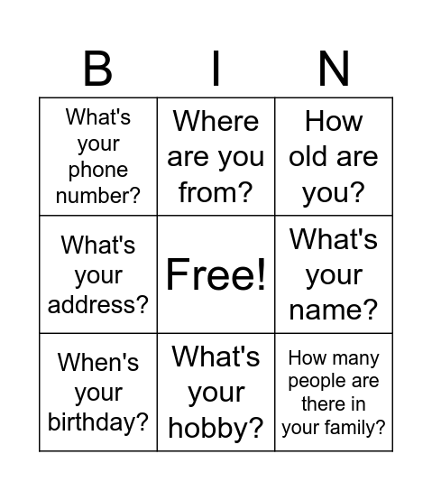 Untitled Bingo Card