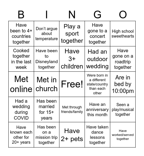 TEAM's BINGO Card