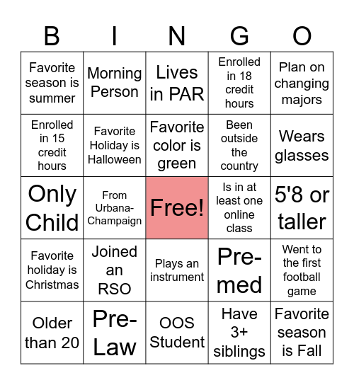 LAS 101 Bingo Card