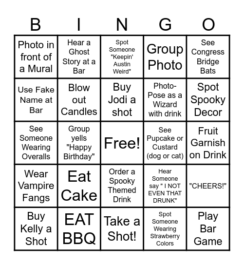 Birthday Bingo Card
