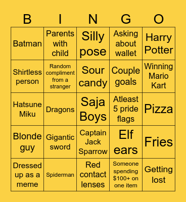 Armageddon 2025 Bingo Card