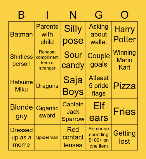 Armageddon 2025 Bingo Card