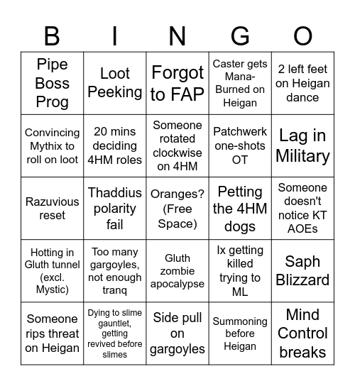 Ouroboros Naxx Bingo Card