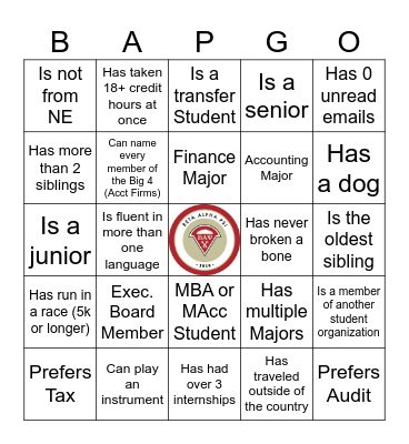 UNO BAP Bingo Card