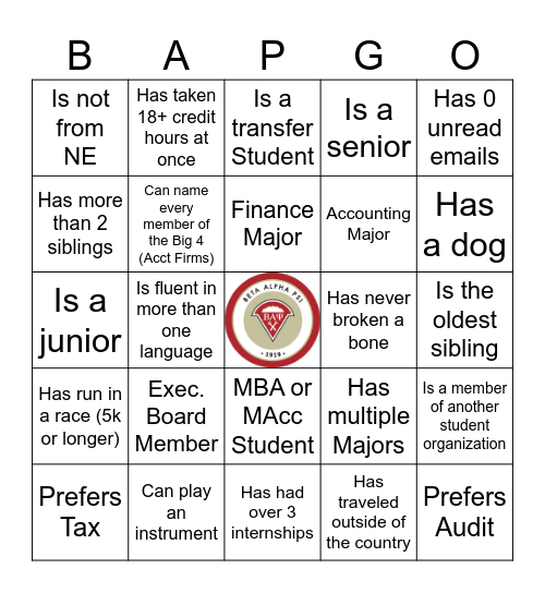 UNO BAP Bingo Card