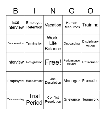 HR Bingo Card