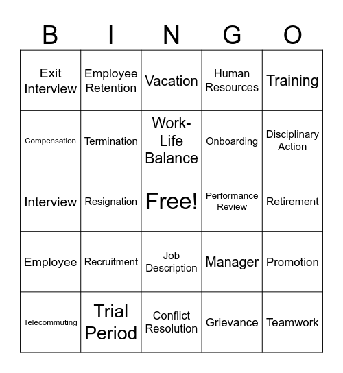HR Bingo Card