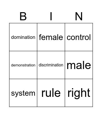 Patriarchy Bingo Card