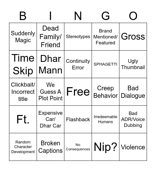 Dhar Mann Bingo 2025 Bingo Card