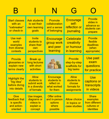 NUDLs Intro Bingo Card
