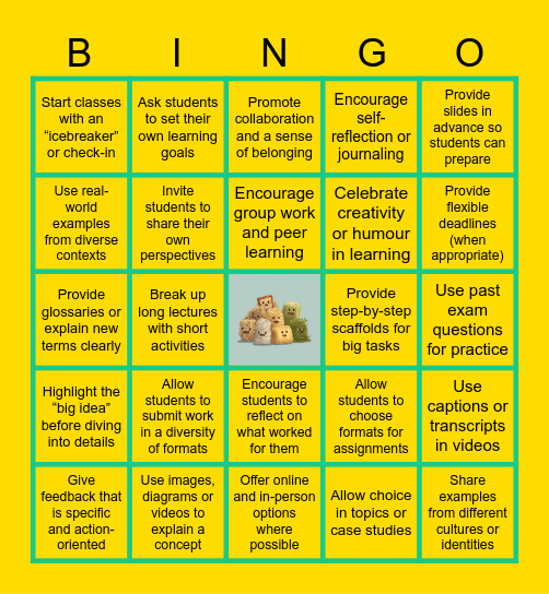 NUDLs Intro Bingo Card