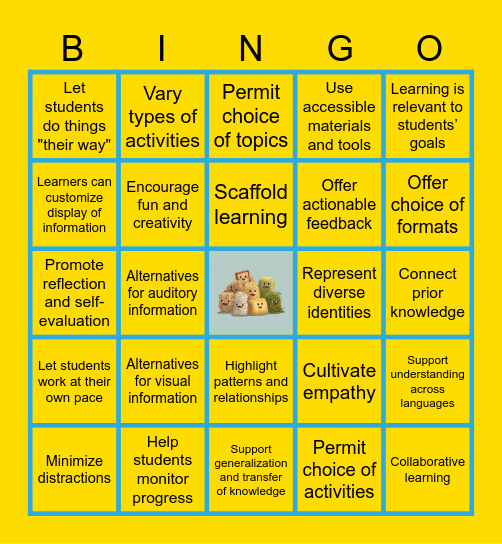UNIVERSAL DESIGN FOR LEARNING Bingo Card