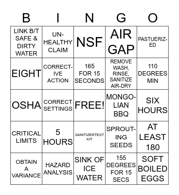 Foods II- Test Review 2.03-3.03 Bingo Card