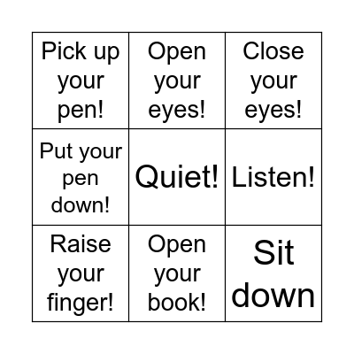Simon says... Bingo Card