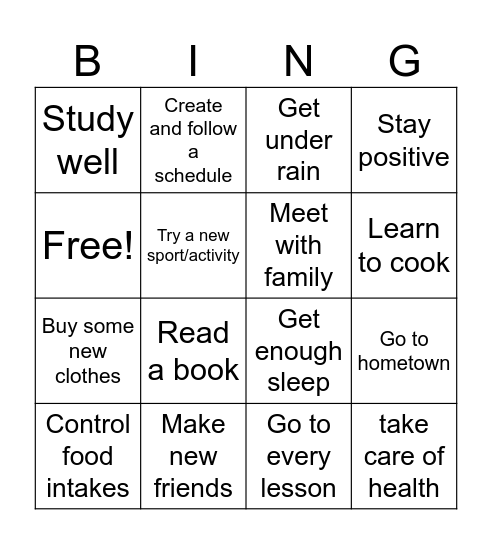 Autumn Bucket list Bingo Card