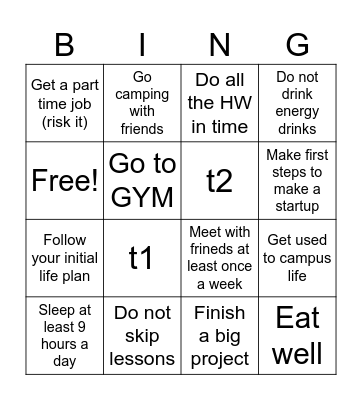 GG Bingo Card