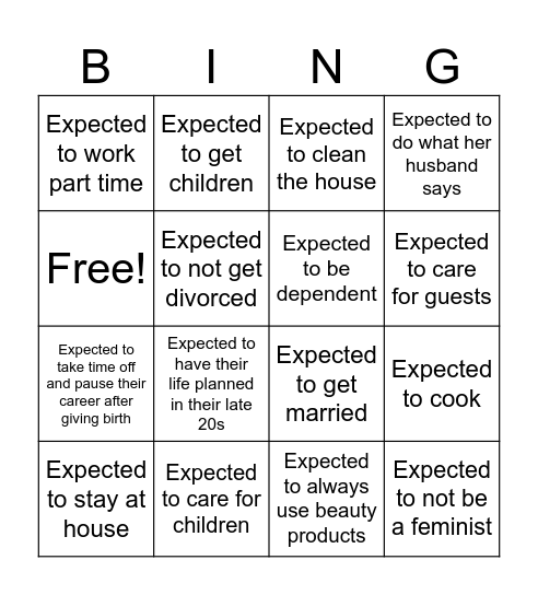 Patriarchy Bingo (Marvin) Bingo Card