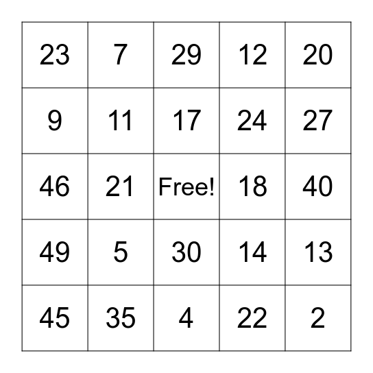 Granparents Day Loteria Bingo Card