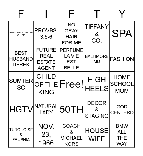 PATRICE FRANKLIN Bingo Card