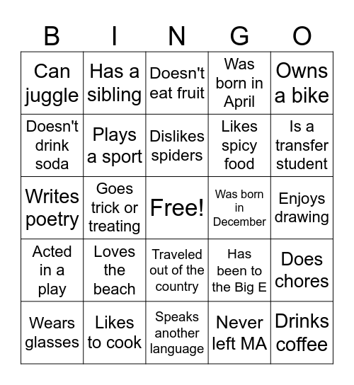 Science Bingo Card
