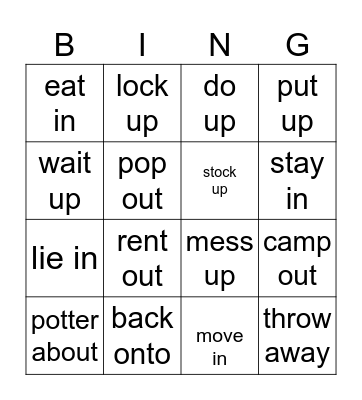 Home and house Bingo Card
