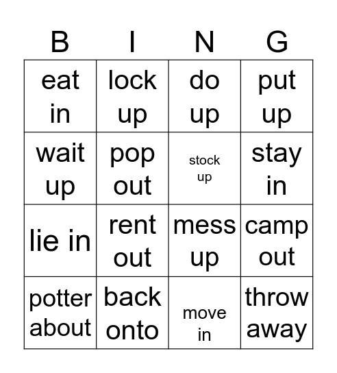 Home and house Bingo Card