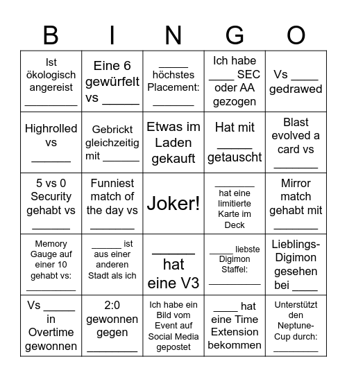 Neptune's Bingo Card