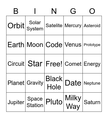 Space and STEM Bingo Card