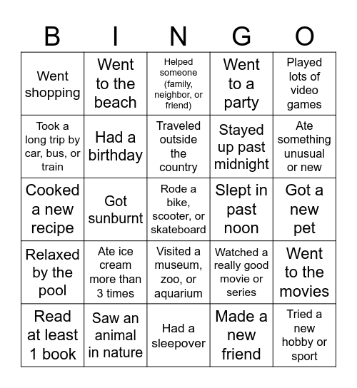 Find Someone Who-  Summer Break Edition Bingo Card