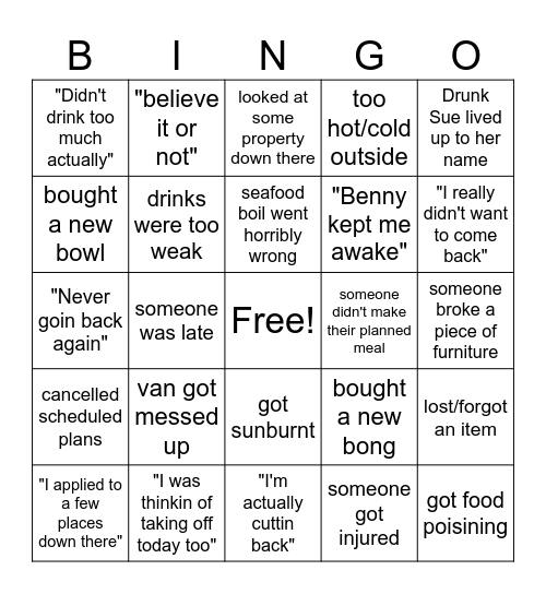 SWEIGART SUMMER 2025 Bingo Card