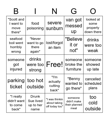 SWEIGART SUMMER 2025 Bingo Card