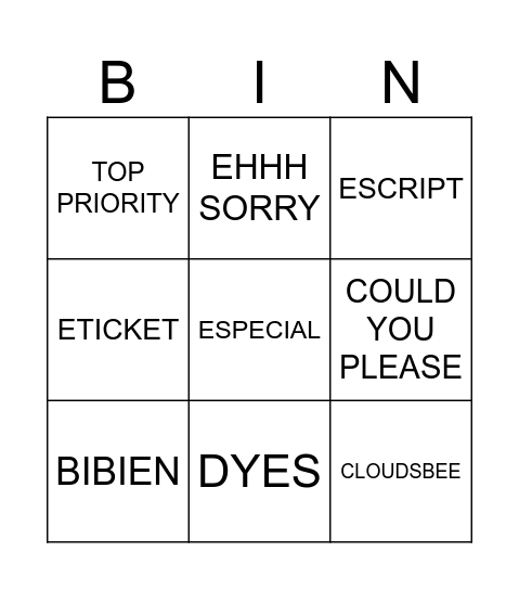 Maider's BINGO Card