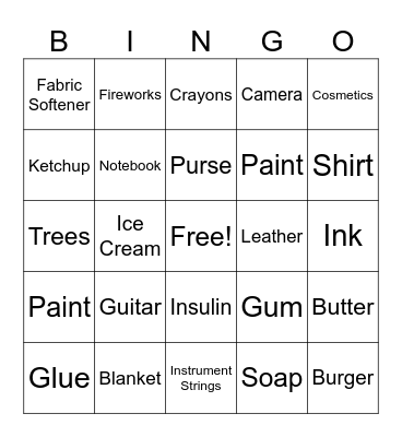 By-Products Bingo Card