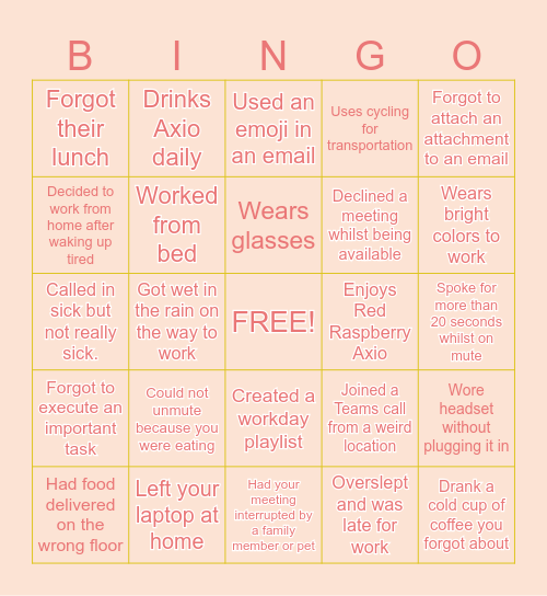 OFFICE Bingo Card